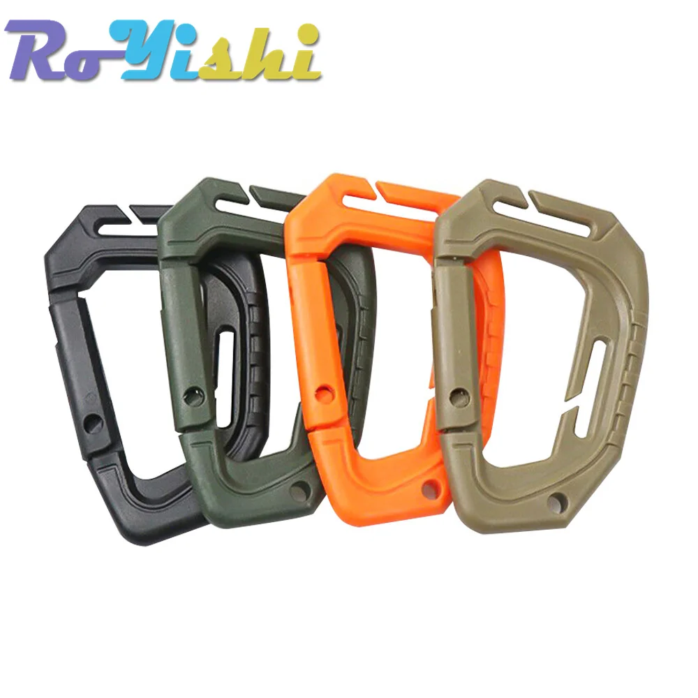 1 Pcs D Shape 200LB Plastic Snap Clip Carabiner Mountaineering Buckle Outdoor Hanging Keychain Hook Climbing Accessories