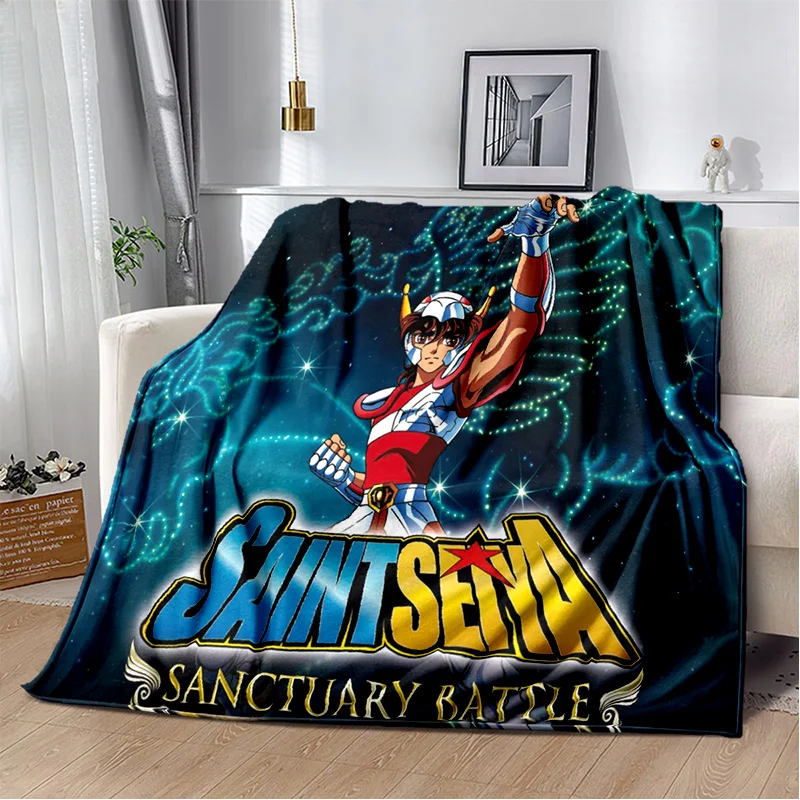 3D Retro Saint Seiya Anime Cartoon Blanket,Soft Throw Blanket for Home Bedroom Bed Sofa Picnic Travel Office Cover Blanket Kids