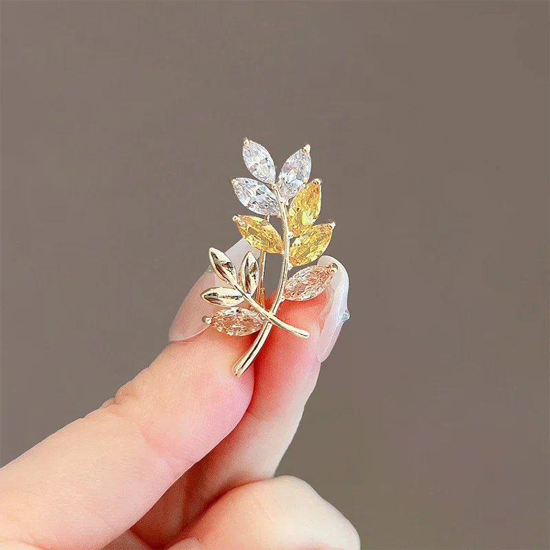 Design Ear Of Wheat Brooches For Women Unisex Rhinestone Plant Office Party Brooch Pins Gifts Exquisite Suit Corsage