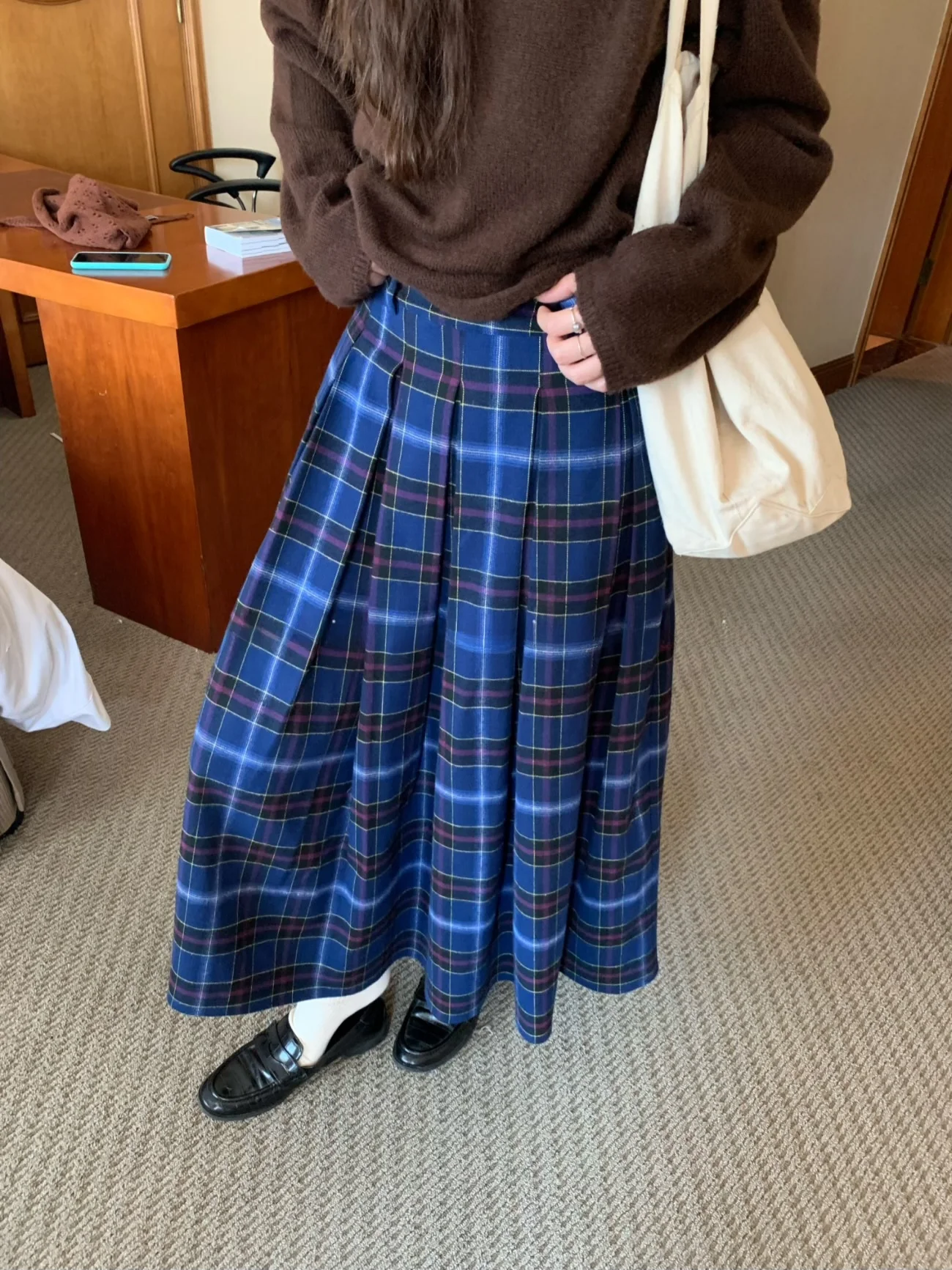 

Юбка Berlin Heart Matters винтажная синяя в клетку, с высокой талией, миди, женская, повседневная, хлопковая, плиссированная