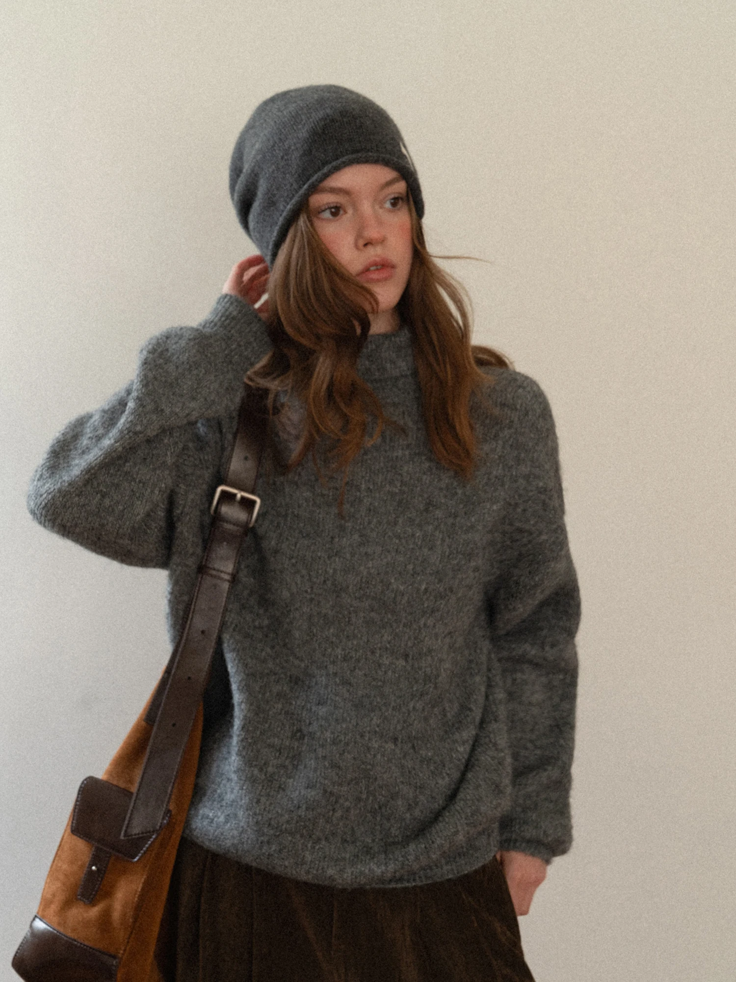 

Loose High Collar Sweater Casual Comfortable Long Sve Knitted Top for Commuting And Daily Wear EGGKA Lazy Sle Polyester ...