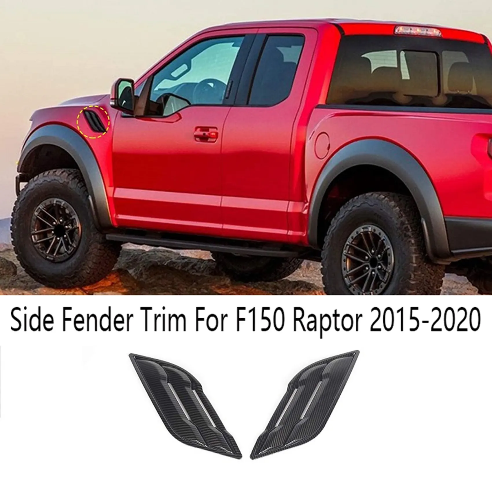 2Pcs Car Front Fender Side Air Vent Cover Trim Air Vent Fender Cover for Ford F150 Raptor