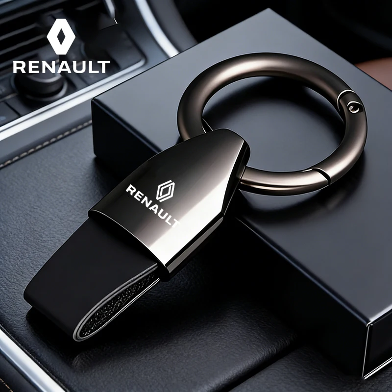 Correa para llave de coche, cadena de aleación de zinc para llave de coche, cuero para Renault RS Clio Megane 2 3 4 Captur Trafic Twingo Scenic 2 Kadjar Zoe Kangoo