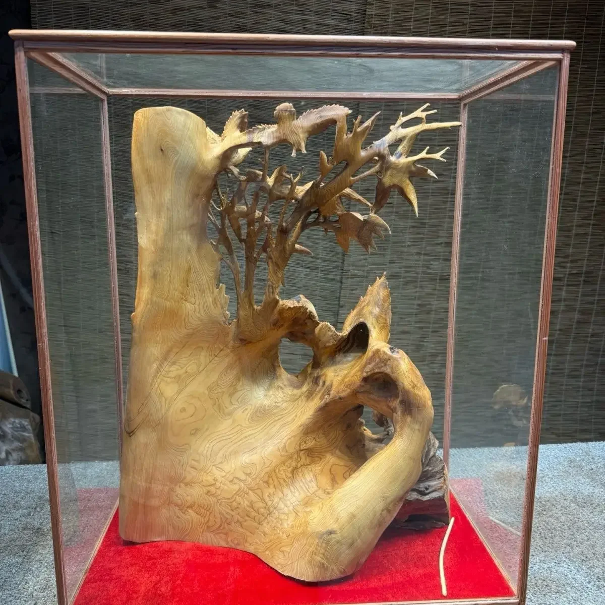 Cypress root carving ornament bamboo security handicrafts living room carving fortune tree wood carving