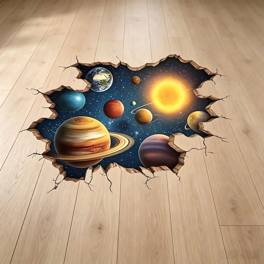 1pc 2D flat printing starry sky map floor sticker, suitable for decoration in living rooms, bedrooms, kitchens, etc