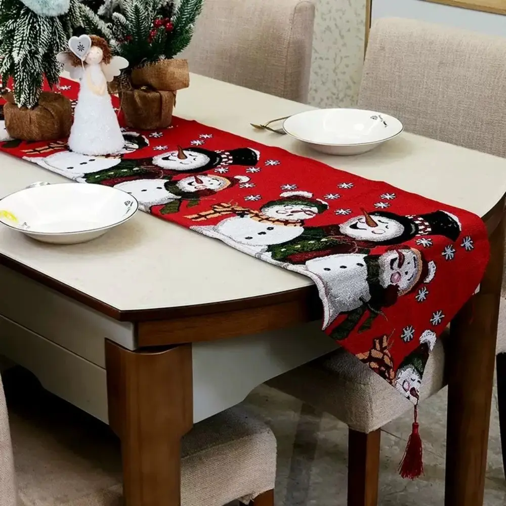 شرابة عيد الميلاد الجدول عداء مطبوعة مستطيل ثلج مفرش المائدة الجدول العلم محبوك القماش غطاء الطاولة مهرجان لوازم الحفلات #3