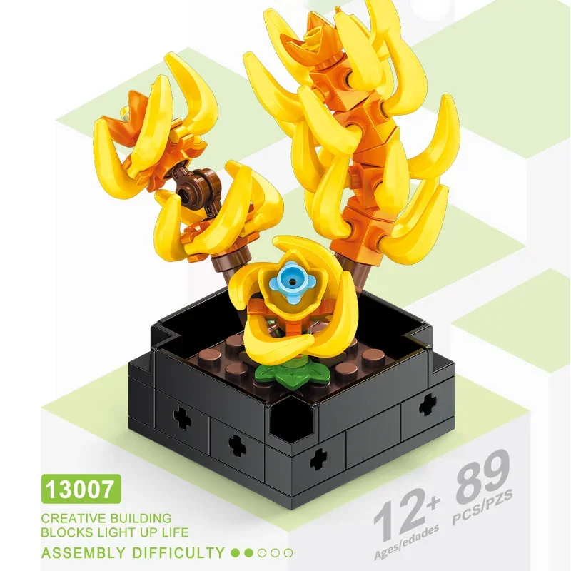 MOC Blume Sukkulenten Topf Modell Baustein DIY Ewige Bouquet Hause Schreibtisch Pflanze Dekor Ziegel Mädchen Geschenk Kinder Junge Geschenk Spielzeug