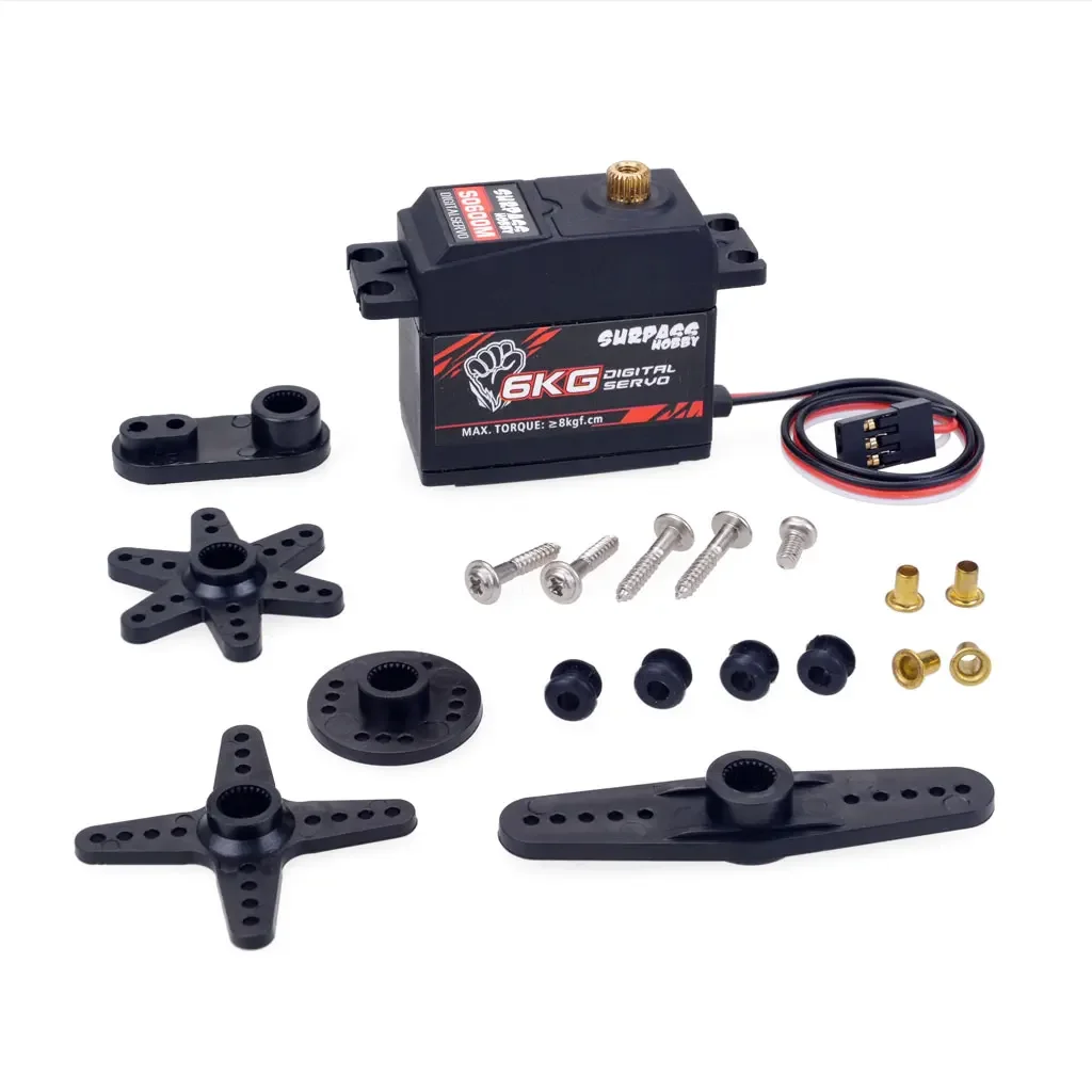 SERWOMOTOR RC SURPASS HOBBY 6KG z Metalowymi Przekładniami, Cyfrowy Serwo do Samochodów RC 1/10 1/12, Wltoys 124018 124019, SCX10, Samolotów, Robotów, Łodzi