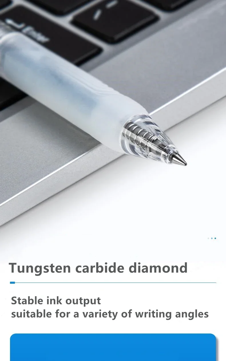 DELI Einziehbare Gelstifte 0,5 mm mit Nachfüllungen, 5 Stück/Set, schwarz, blau, Rundspitze, glattes Schreiben, Büro- und Schulbedarf – Detail 4