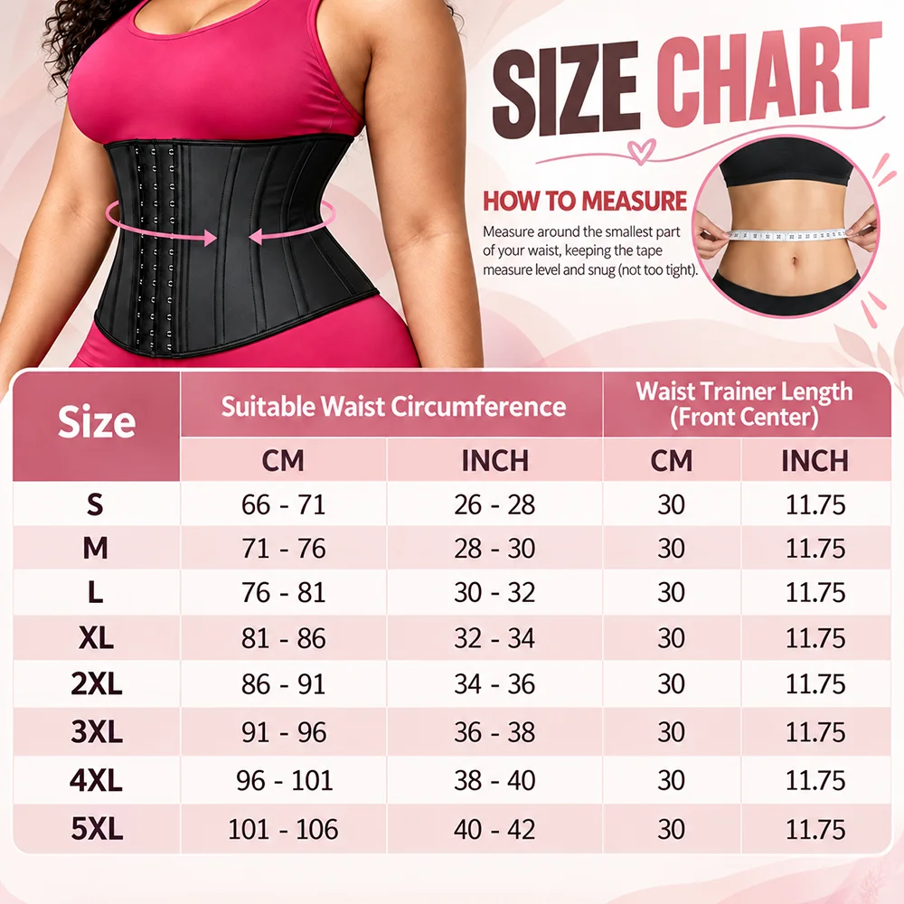 Women 25 Steel Boned Waist Trainer Corset Latex Waist Cincher Tummy Control Anti Roll Compression Shapewear Back Support