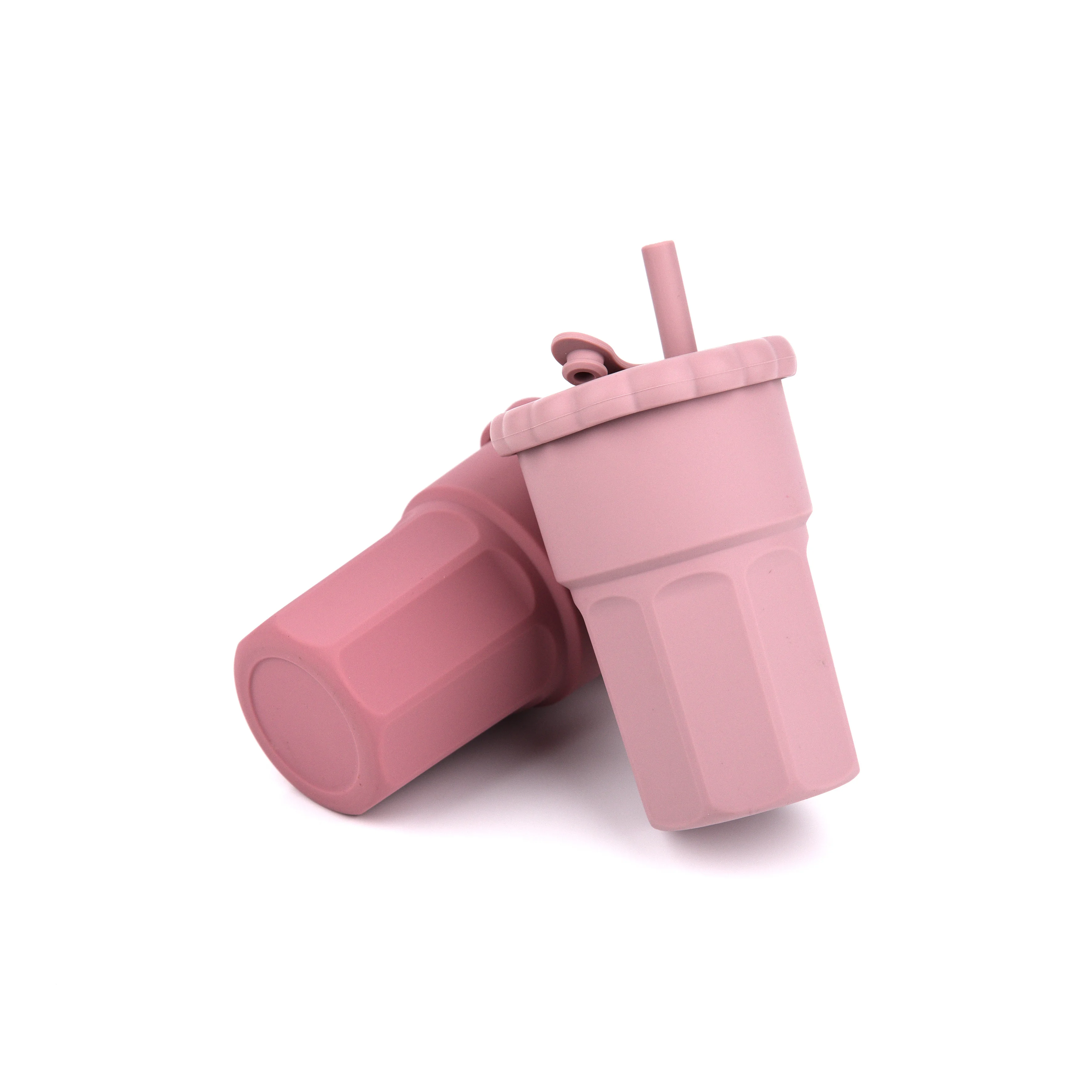 500ML-1PCS Silicone Straw Cup Big Size Food Grade Silicone Leakproof Learning Straw Cup