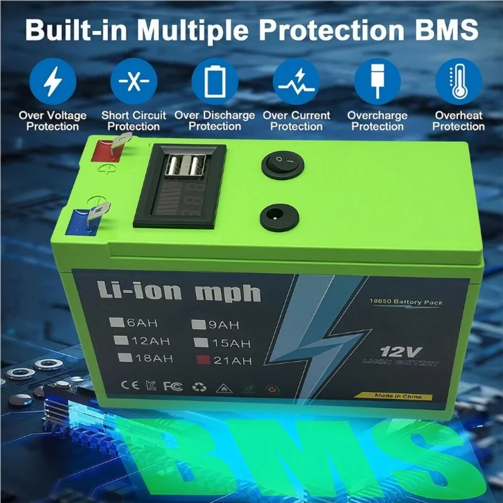 BatterieauLithium21AH12Vplusde6000CyclesprofondspourUPSdétecteurdepoissonsdeKayakpanneausolairerouesélectriquesgioetsScooterRadi