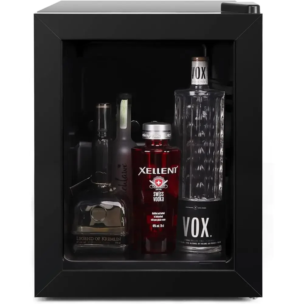 3-Layer Glass Door Mini Refrigerator with LED Light, 2.1 Cu. Ft., 2 Adjustable Shelves, 7 Temp Settings