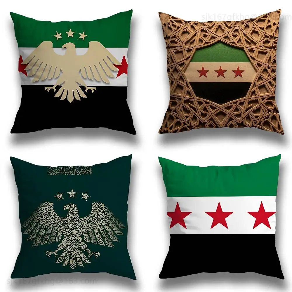 Eagle Syrische Nieuwe 2026 Logo Vlag Kussensloop Bank Woonkamer Slaapkamer Hoofdeinde Rugleuning Kussen Vierkant Kussen Dutje Tijd