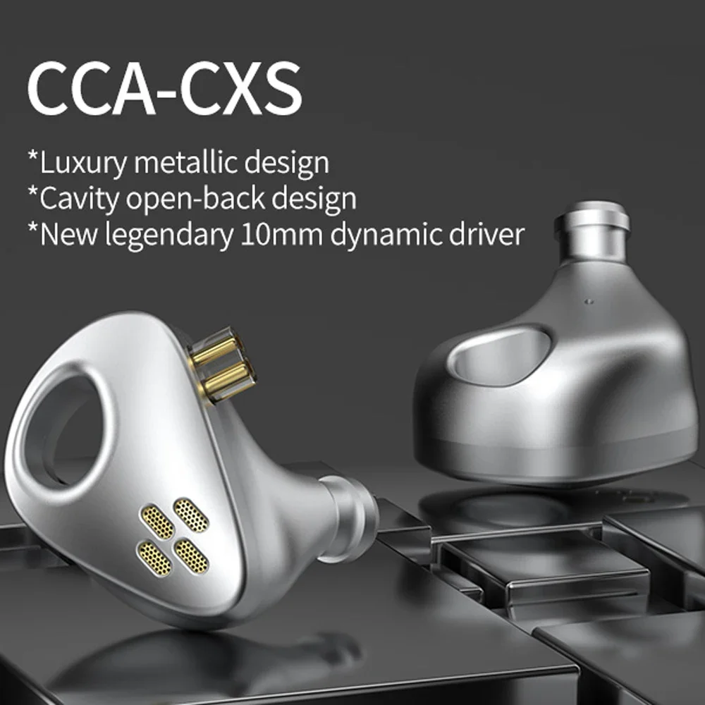 CCA CXS in-ear monitorhoofdtelefoon 10 mm dynamische driver IEM-oortelefoon, bedrade geluidsisolerende oordopjes met 2-pins afneembaar snoer