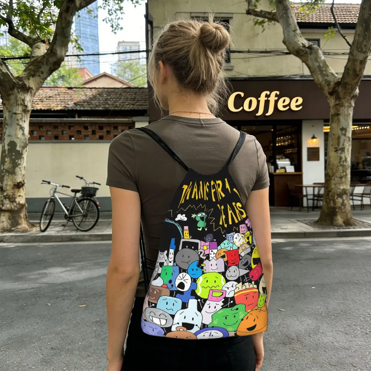 BFDI Four BFB Backpacks Multi-function Drawstring Bags Sports Bag Book Bags for Travel Students
