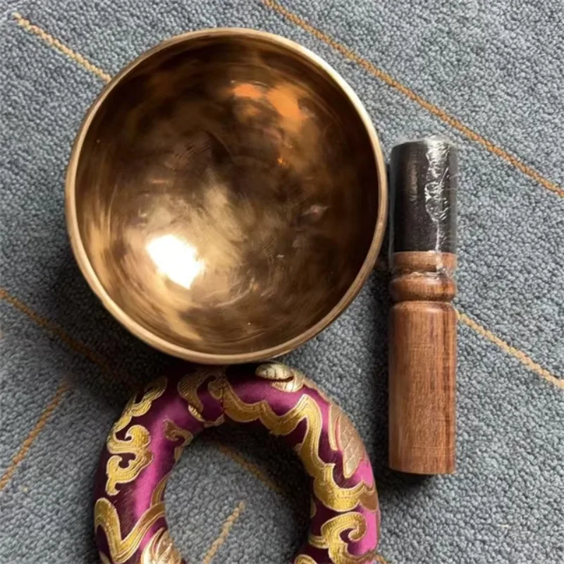 Handmade Spiritual Crafts 12cm Black Copper Tibetan Full Moon Singing Bowls Set for Yoga Healing Music and Buddhist Pray
