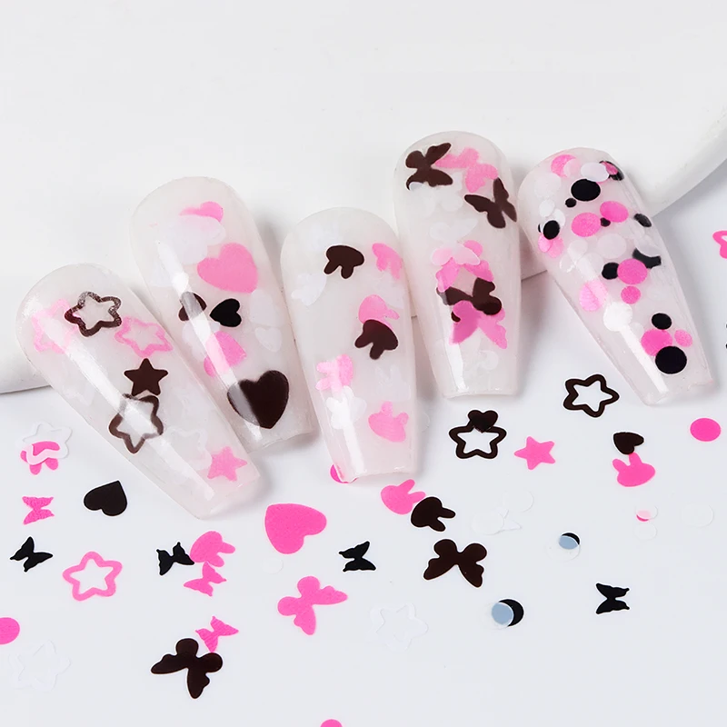 Kawaii farfalla Paillettes Charms per unghie coniglio Love Hearts Bubble forma rotonda Paillettes decorazione per unghie dolce Cool Style Manicure