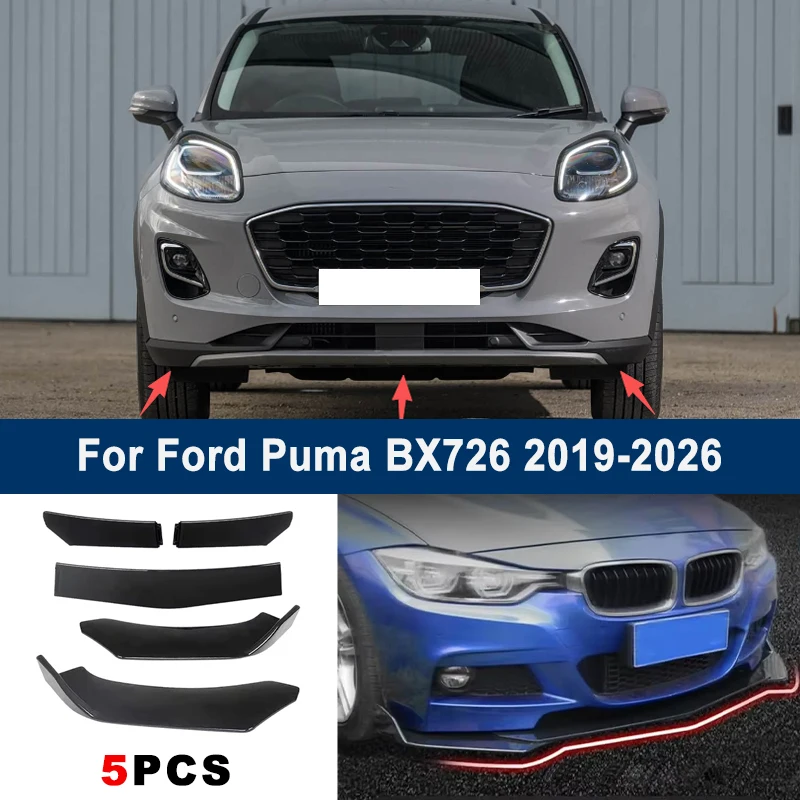 

Adjustable 5Pcs Sectional Front Spoiler Lip For Ford Puma BX726 2019-2026 Front Bumper Splitter Car Exterior Sport Body Kit