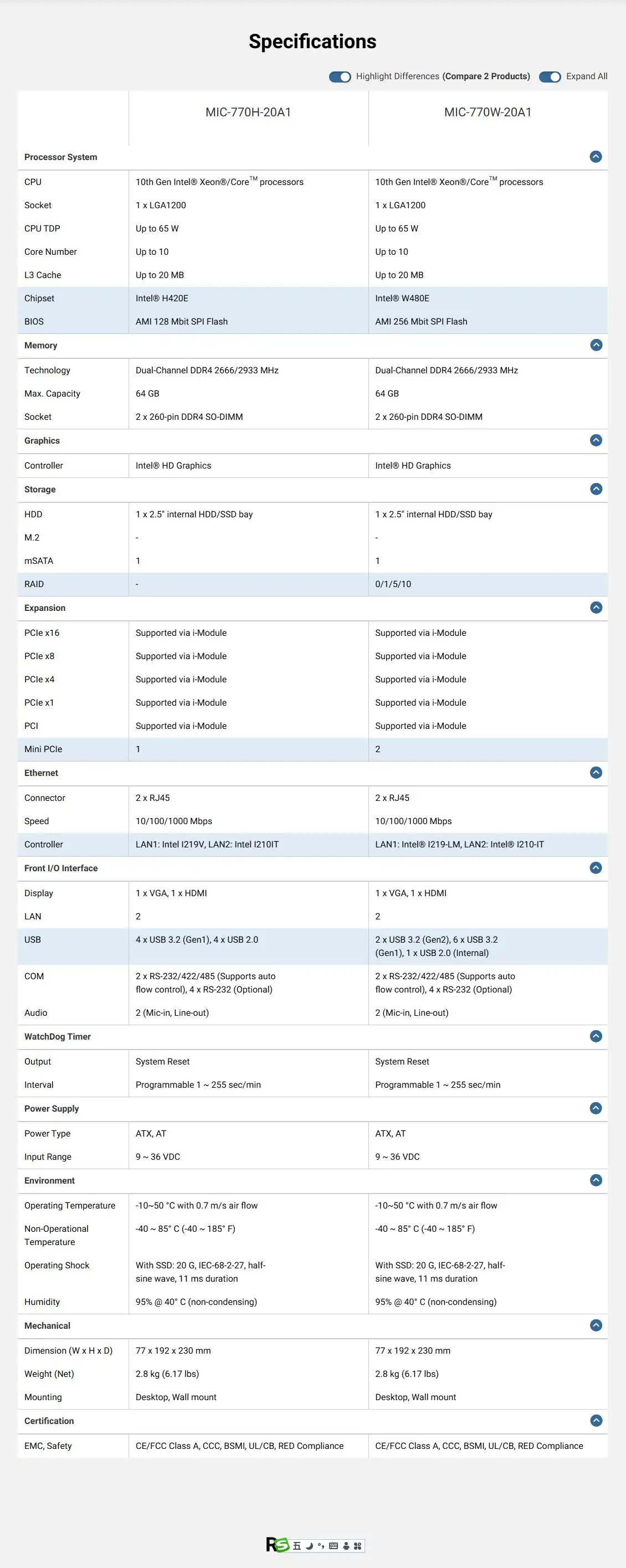 MIC-770 V2 คอมพิวเตอร์อุตสาหกรรมแบบฝังพัดลมมินิอุตสาหกรรม 10th Gen Core ™   I3/i5/i7/i9 LGA 1200 กล่อง PC อินพุต 9-36VDC 2*LAN