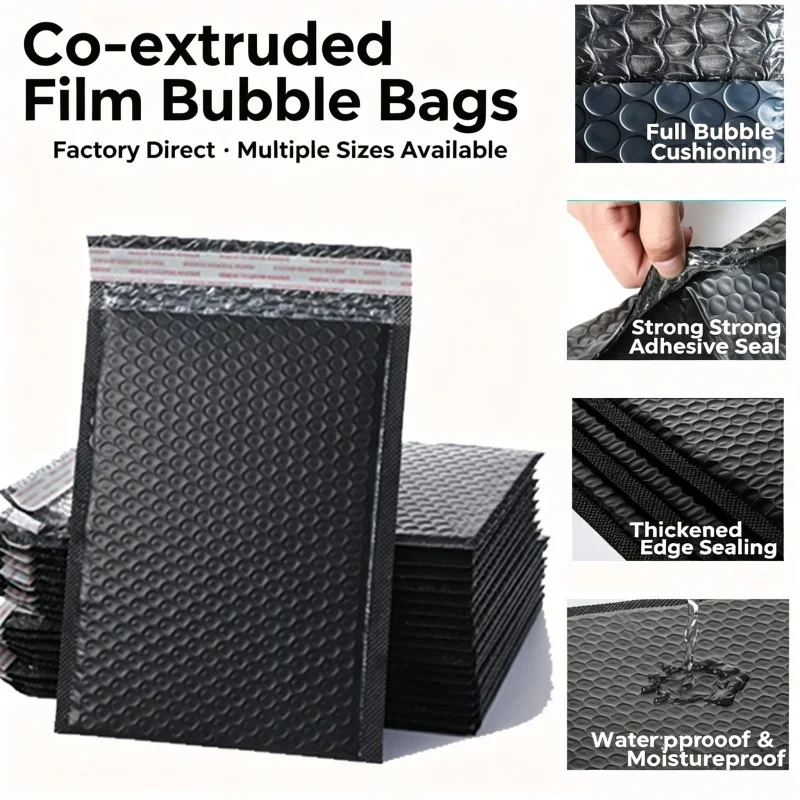 50Pcs Black Bubble Envelopes Bag Waterproof Foam Bubble Mailers Express Shipping Bags Self Seal Packaging Organizer Bag
