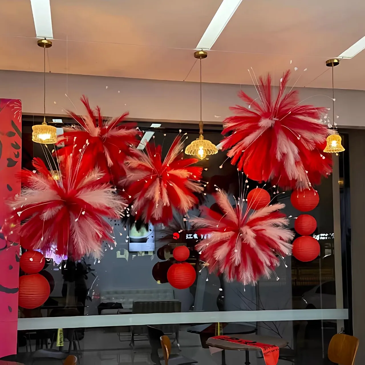 

New Year's Red Firework Decorations Creative Year Aosphere Enhancer Store Setup Daytime Sparklers Non-Lit Static Display