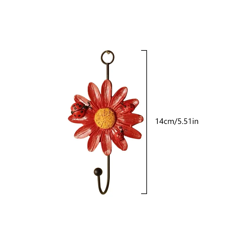 1pc Metal Hanging Hook Vintage Daisy Flower Walls Coat Rack Key Holder Bag Hooks Decor Door Hanger Home Organizer Hooks