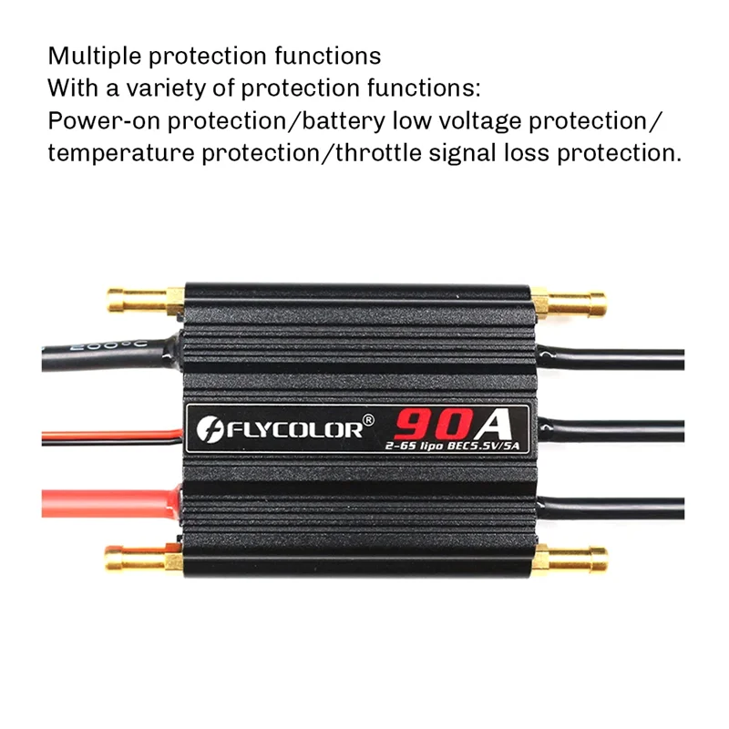 AC52-FLYCOLOR 90A Borstelloze ESC Speed Controller Progaming Kaart 2-6S Lipo BEC 5.5 V/5A voor RC Boot Auto