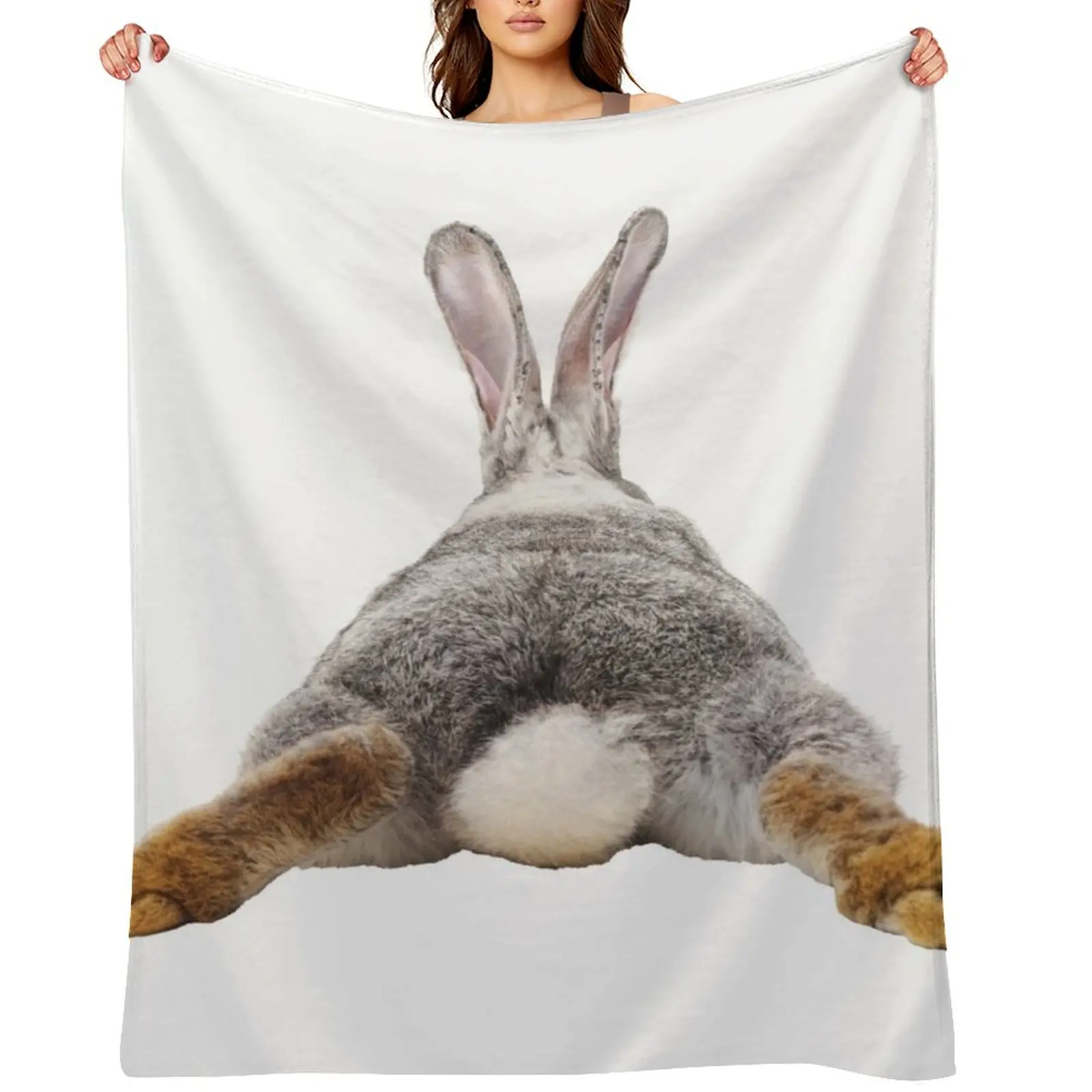 Cute Bunny Rabbit Tail Butt Image Picture Throw Blanket Heavy Luxury Brand Tourist Soft Beds Cute Blankets