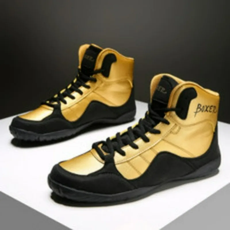 

Professional Boxing Shoes Man Gold Red Gym Training Shoes Mens Breathable Wrestling Boots Men Hard-Wearing Fighting Shoes