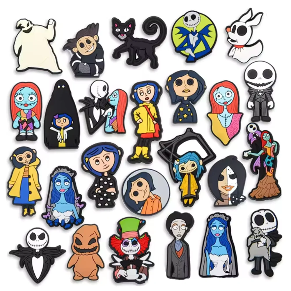 16-25pcs/SET Halloween Ghost Mom Series for Movie Cartoon Shoe Charms Accessories DIY Decoration for Classic Clog Kids Gifts