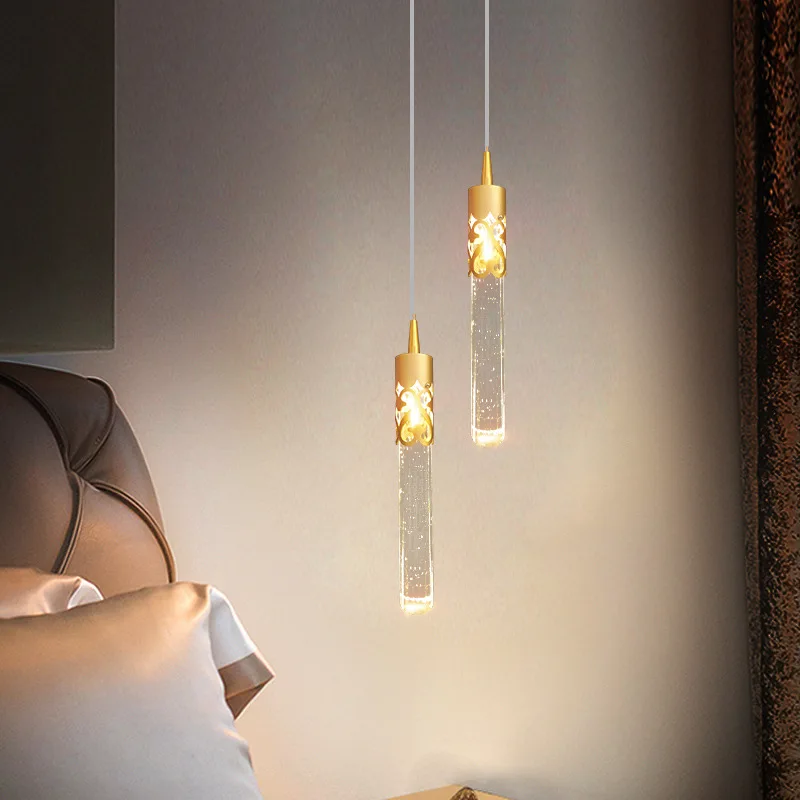 Modern Creative Lighting Crystal Led Pendant Lamp Bedside Dining Living Room Restaurant Chandelier Gold Black Hanging Lamp