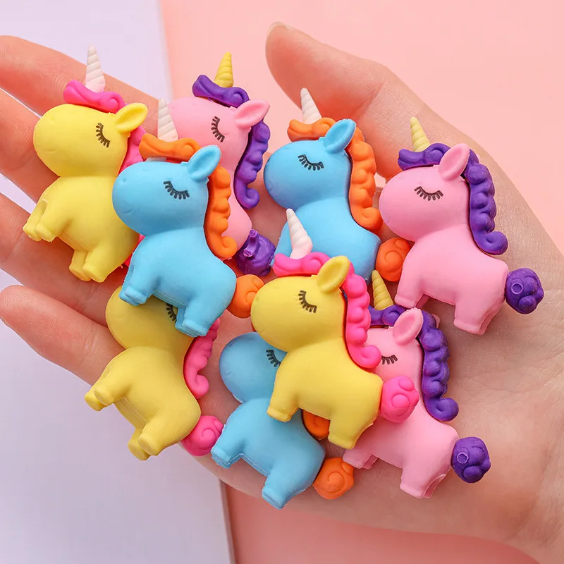1 Pcs Kawaii Unicorn Eraser Children Erasers for Kids Gift Novelty Creative Pencil Rubber Student School Office Supplies