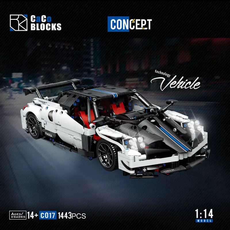 1443PCS Technical Pagani Zonda Sport Car Building Blocks Model Collection Gifts Assemble Vehicle Bricks Toys For Adult Boys