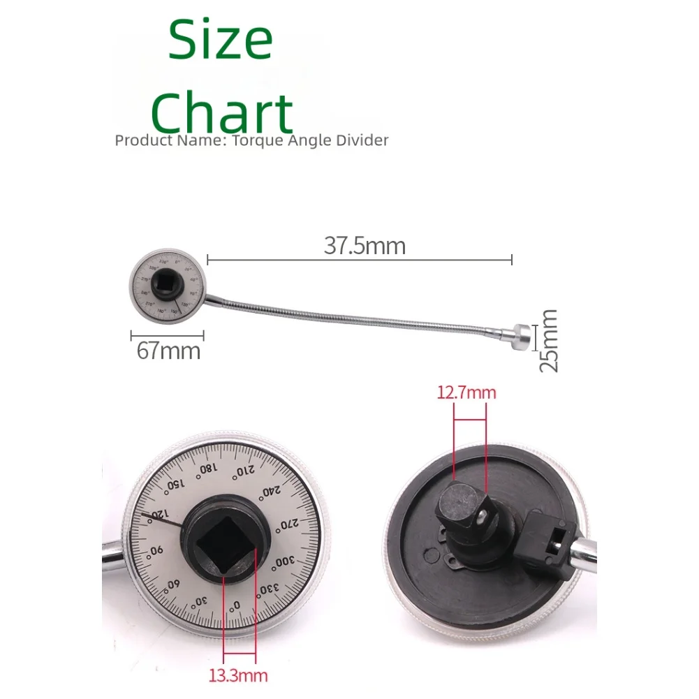 

Измеритель угла крутящего момента из легированной стали с циферблатом в указательном стиле, приводной ключ 1/2 дюйма, угловой датчик для динамометрического ключа, ручной инструмент 1/2 датчика крутящего момента
