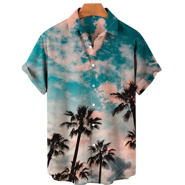 New Plus Size Men's Casual and Fashionable 3D Digital Printed Short Sleeved Shirt, Men's Shirt