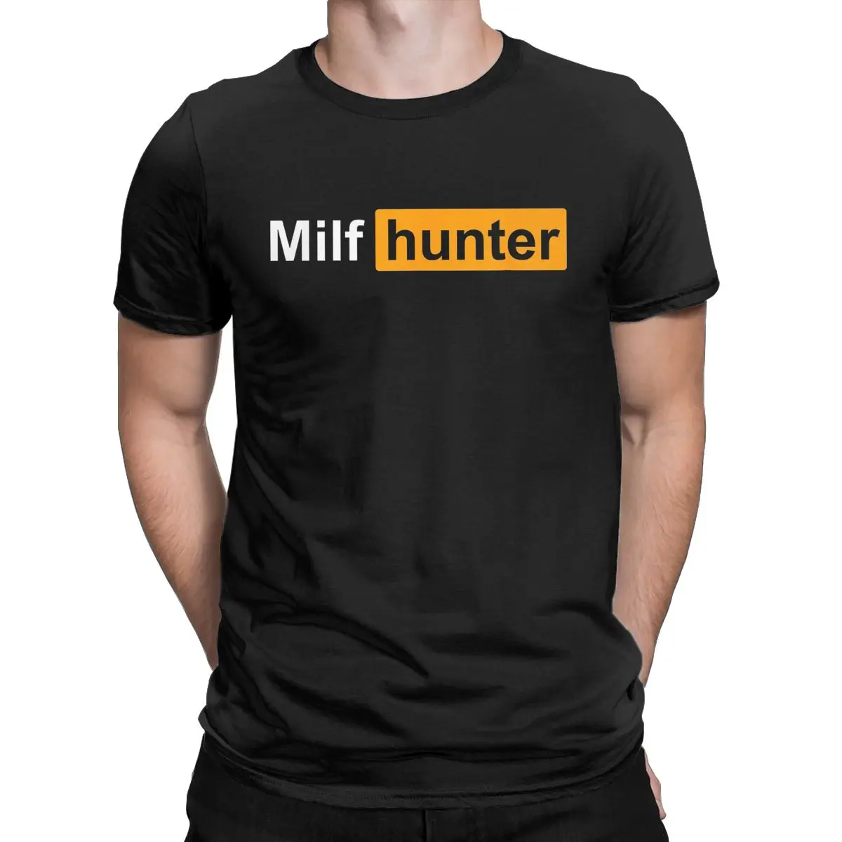 Men T-Shirt MILF Hunter Humor Joke Milfs Leisure Cotton Tee Shirt Short Sleeve Funny Porn T Shirt hub Crewneck Clothes Plus Size