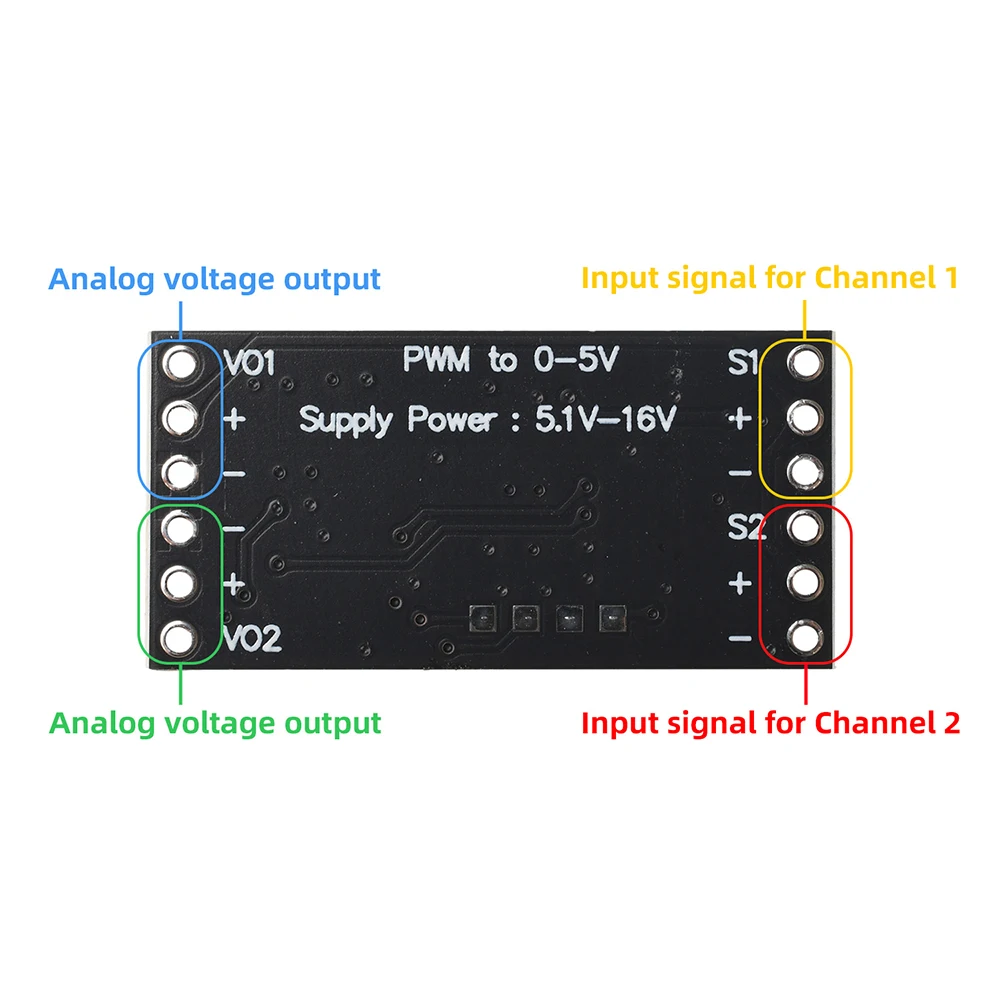 DC 5-12V Model Aircraft Receiver PWM to Analog Voltage Converter Dual Channel High-Speed DAC Module for UAV Drone RC Plane