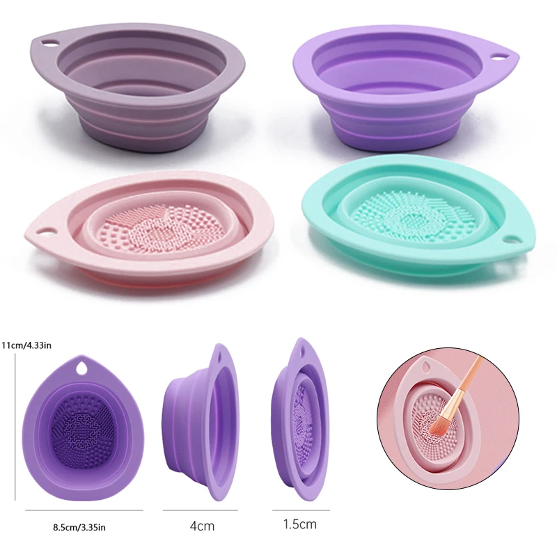 Silicone Makeup Brush Cleaner Folding Powder Puff Cleaning Bowl Eyeshadow Brushes Washing Soft Mat Beauty Tools Scrubber Box