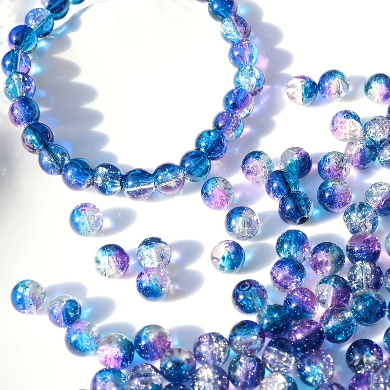153 Stück 8mm Ozean-Themen Schneeflocken-Farbverlauf Acrylperlen Blau und Lila im Bohemian-Stil für DIY-Schmuck und Uhren