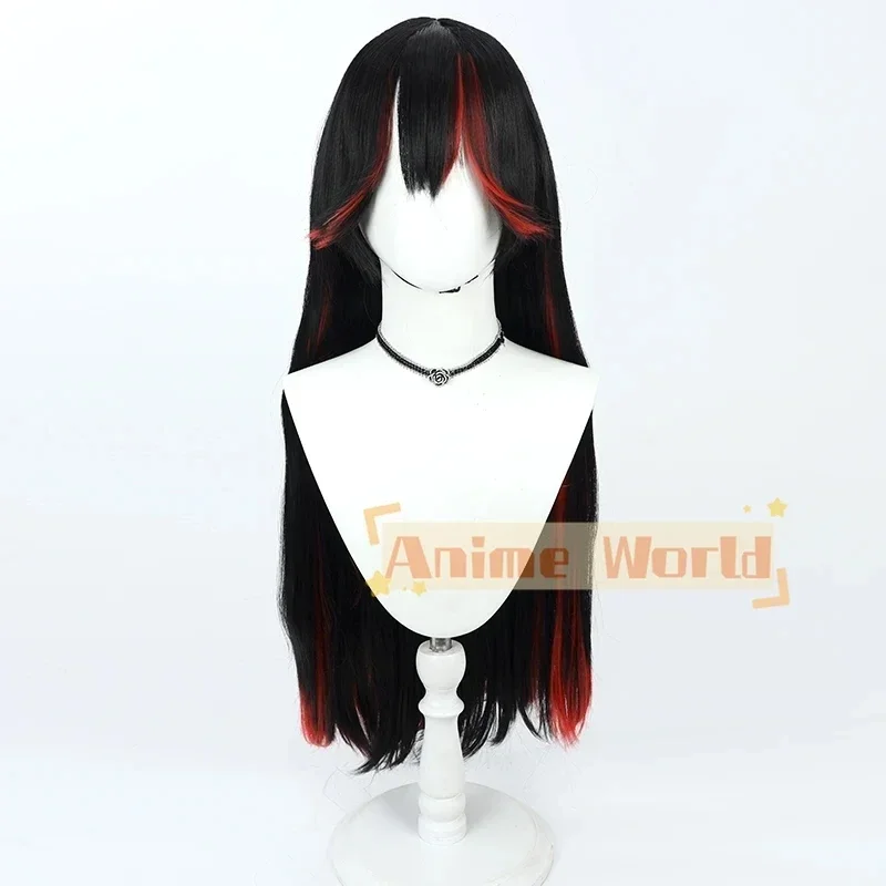 Gray Raven Punishing Lucia Lotus Cosplay Wig 80cm Long Black Red Synthetic Hair Heat Resistant Halloween Role Play Party