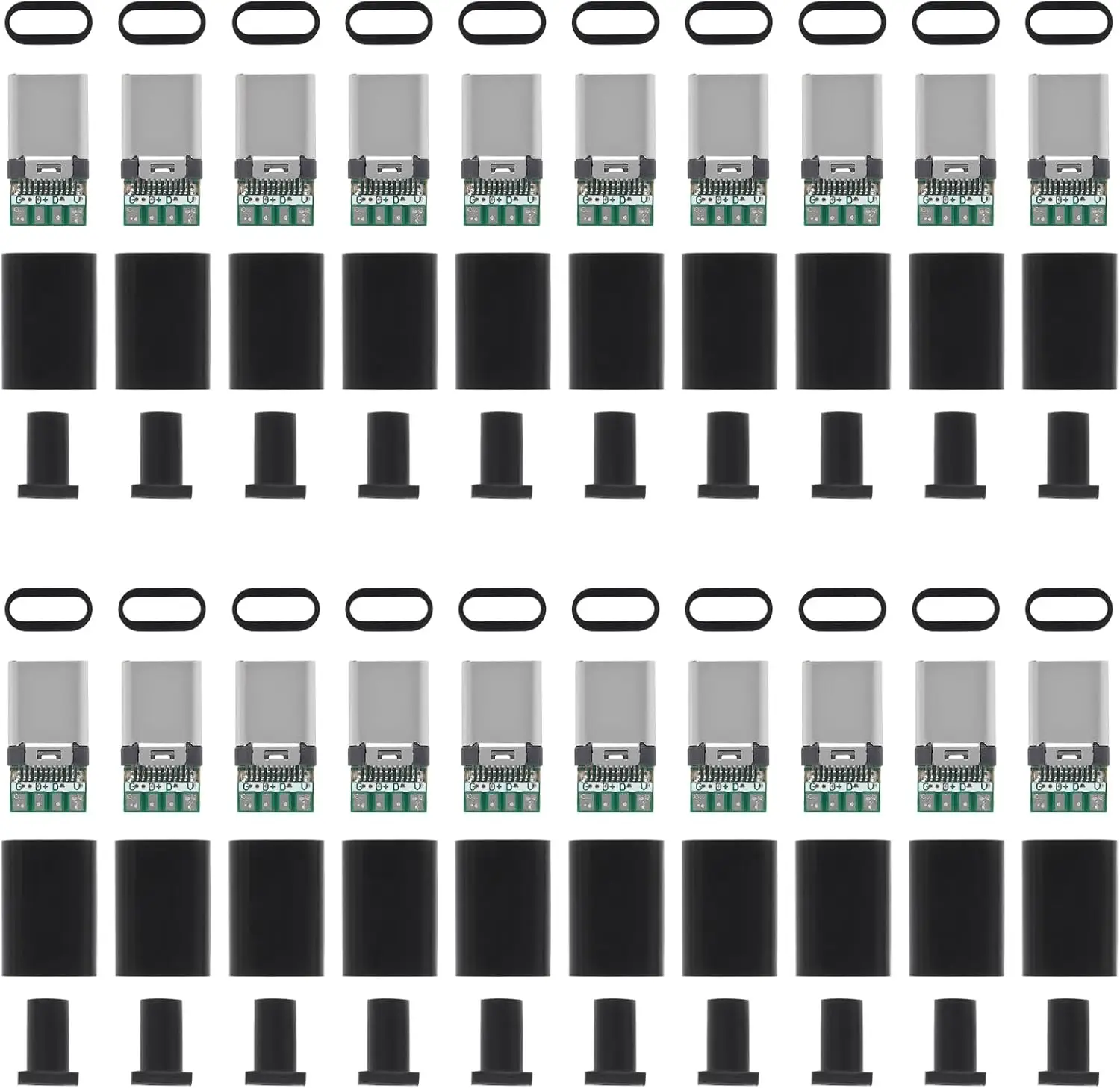 20PCS USB 3.1 Type C Connector 24 Pins Male Plug Socket Receptacle Adapter to Solder Wire & Cable 24P PCB Board Support Module