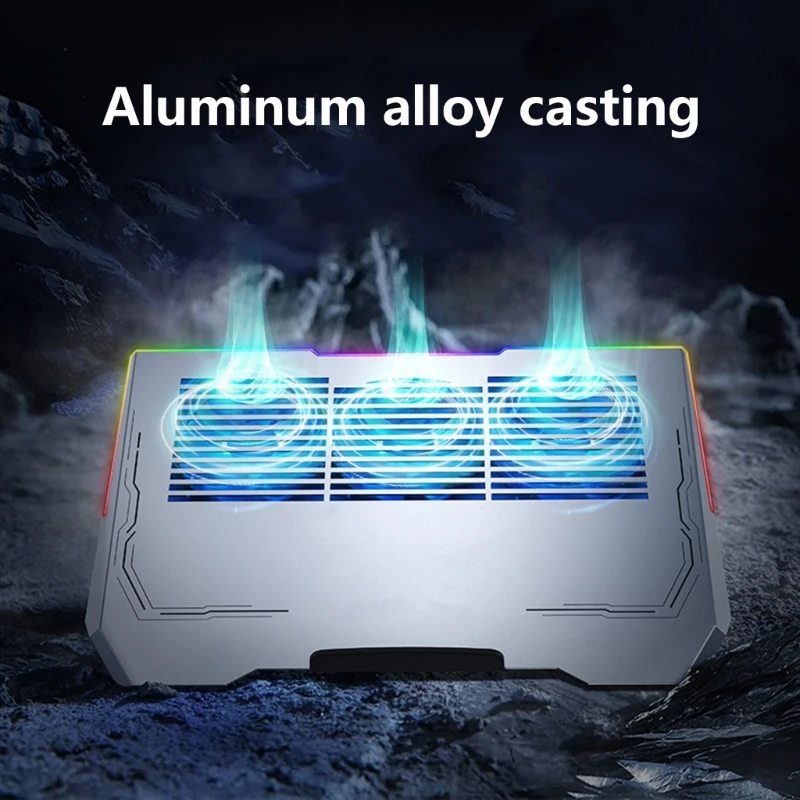 Aluminum LED Gaming Laptop Cooling Pad Laptop Cooling Stand External Cooling Fan Cooling Laptop with USB/USB C Port