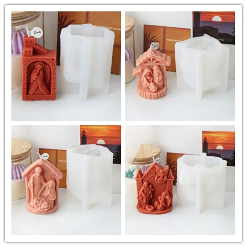 3d Jesus Familie Harz Silikon form DIY Jungfrau Mary Aroma Gips Kerze machen kreative Jesus Familienhaus Modellierung sform