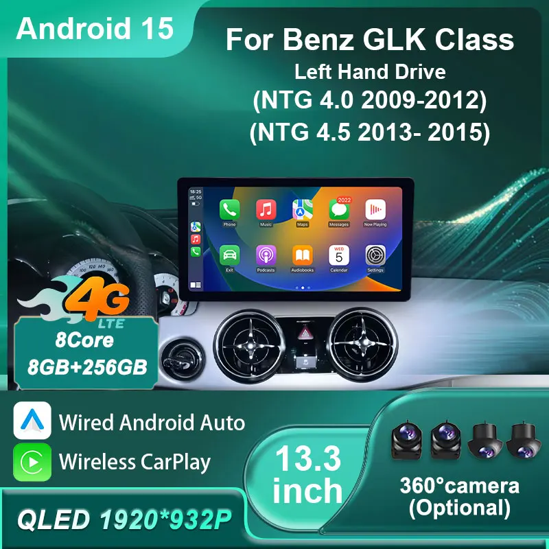 Wireless CarPlay for Mercedes Benz GLK Class X204 2009 - 2015 Car Radio Audio Video Multimedia Player Navigation GPS DSP Stereo