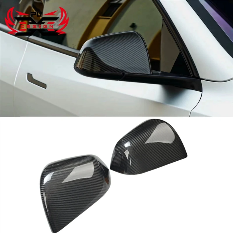 

for New Tesla Model y Dry Carbon Fiber Rear Mirror Cover Stick On Type Trim Side Door Mirror Caps Body Kits