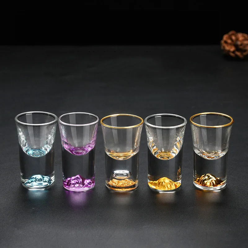 6-pack 0.5 oz Mini Size Glasses Clear Cordial Tequila Glasses Whiskey Shot Glass Set Spirit Glasses with Gold Edge Holographic