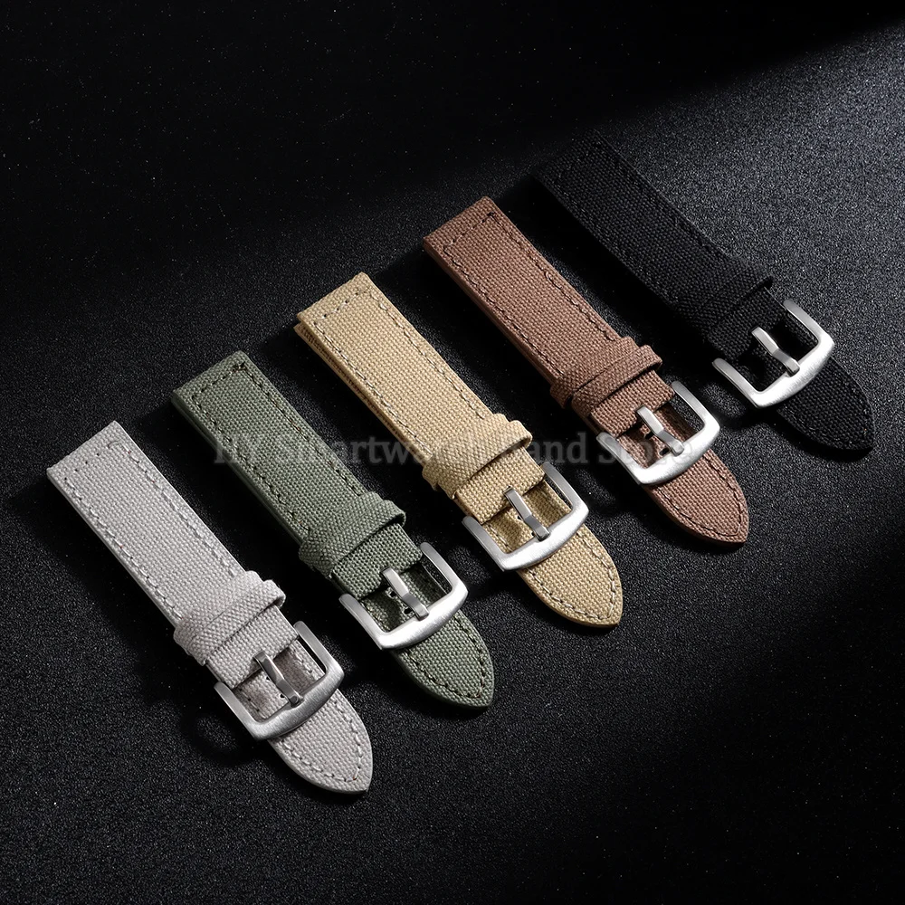 Sailcloth Nylon Woven Watch Band 18mm 20mm 22/24mm for Seiko for Omega for Rolex Universal Wristband for Huawei Leather Bracelet