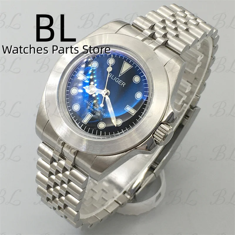 BLIGER Watch For Men NH35A Diving Watch Luminous 40mm Stainless Steel Relogio Masculino Bubble Mirror AR Blue Glass Waterproof