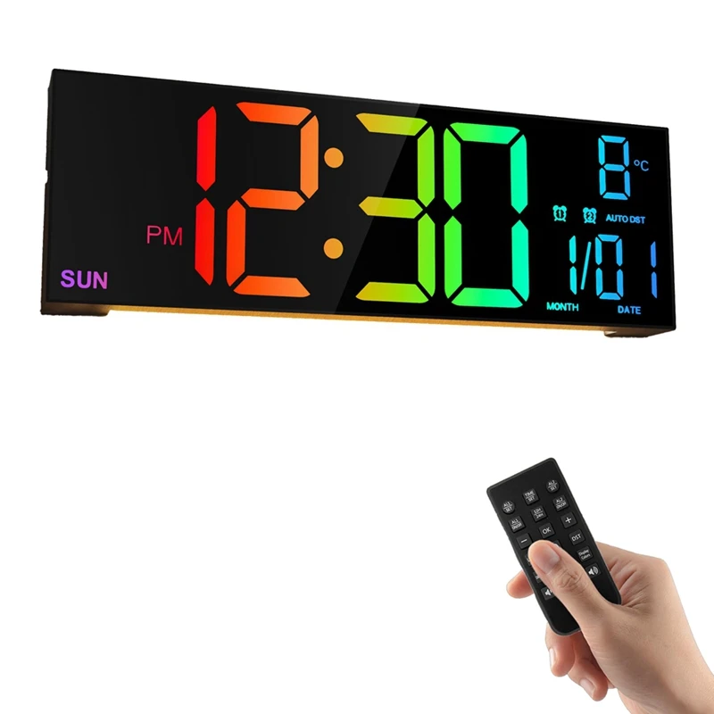 

16.2In Large Digital Wall Clock With Remote Control, Temperature/Night Light Clocks For Living Room Bedroom Office